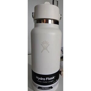 Hydro Flask 32 oz Wide Mouth Flex Straw Cap Water Bottle Ivory W32-TARBTC-A
